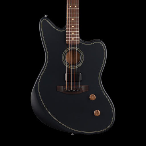 Fender Acoustasonic Standard Jazzmaster Black Acoustic Electric Guitar Front Crop