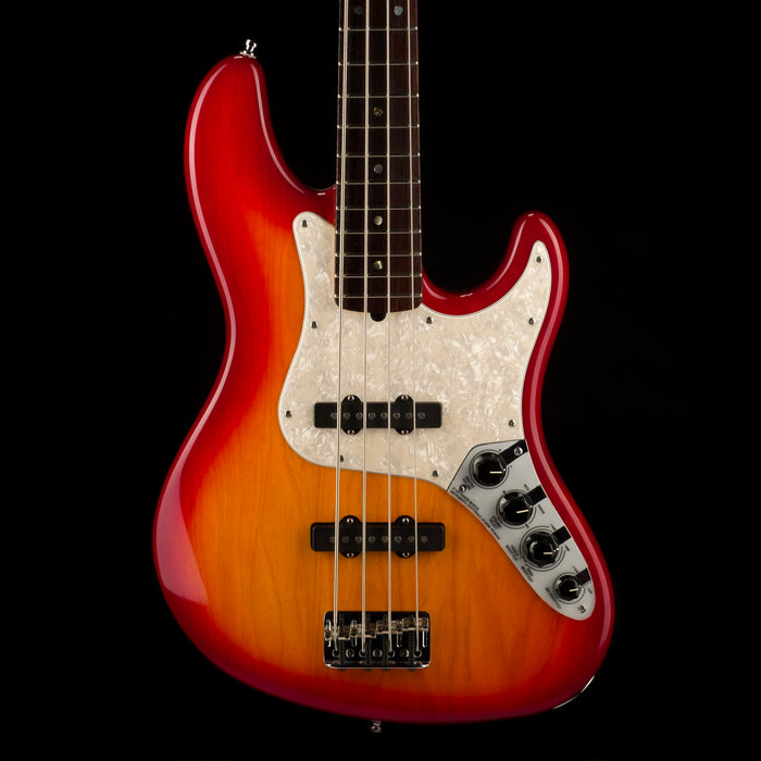 Pre Owned Fender American Deluxe Jazz Bass Aged Cherry Burst With OHSC
