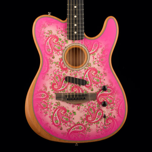 Used Fender Limited Edition American Acoustasonic Telecaster Pink Paisley Acoustic Electric Guitar with Gig Bag