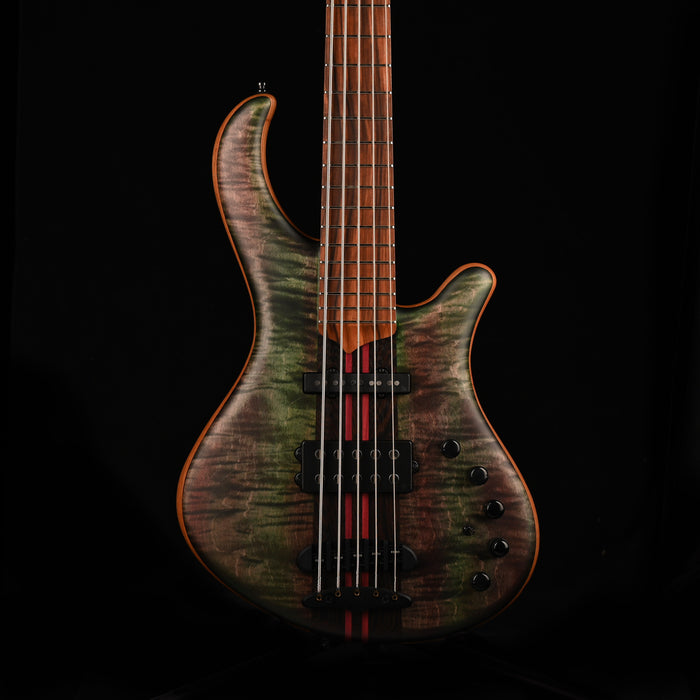 Mayones Patriot Tank 5 String Bass Guitar Flame Top Transparent Green with Case