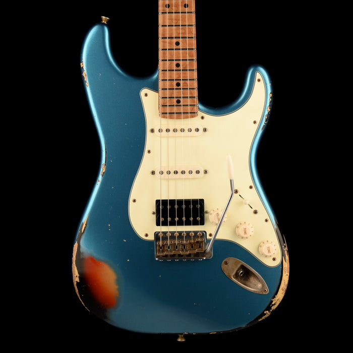 Pre Owned 2021 Xotic Guitars XSC-2 LPB Lake Placid Blue Over Sunburst Heavy Relic With Case