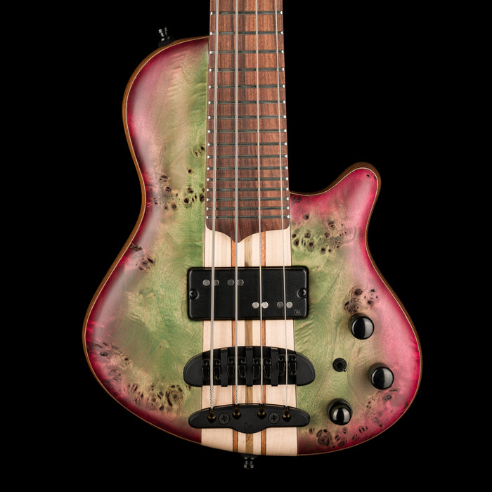 Mayones Cali4 17.5" Scale Bass Swamp Ash TEW Body 3A Eye Poplar Top Custom Color Goblinburst