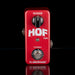 Red guitar effects pedal with 'HOF Mini' and 'tc electronic' branding on a black background