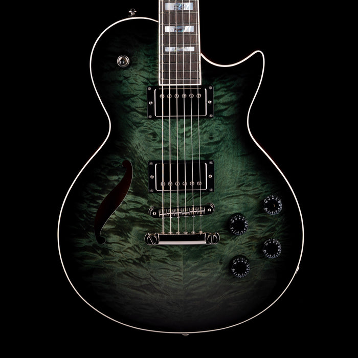 Prestige Guitars Master Built Elite Quilted Maple Semi-Hollow Forest Green Burst with Case
