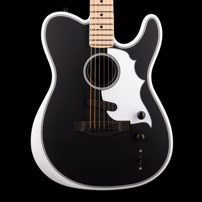 Pre Owned Fender Jack White Triplesonic Acoustasonic Telecaster Satin Arctic White with Black Top With OHSC