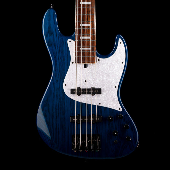 Pre Owned 2015 Bacchus Craft Standard JB5 5-String Bass Trans Inked Blue With Gig Bag