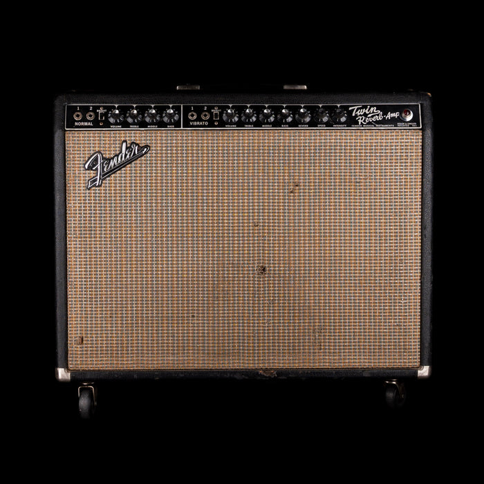 Vintage 1966 Fender Twin Reverb Black Guitar Amp Combo #A03334