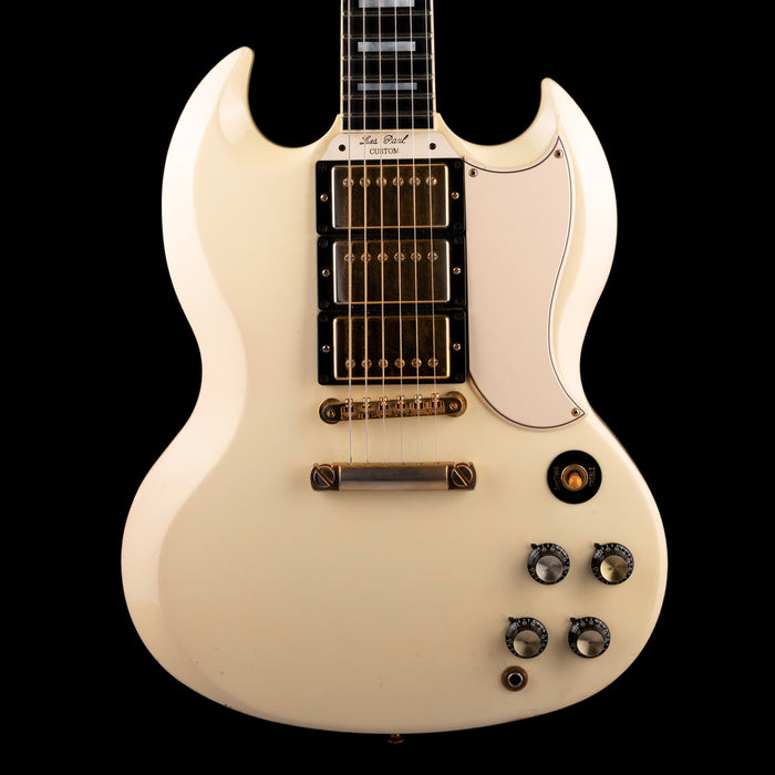 Pre Owned 2005 Gibson 1961 3-Pickup Les Paul Custom Classic White With OHSC