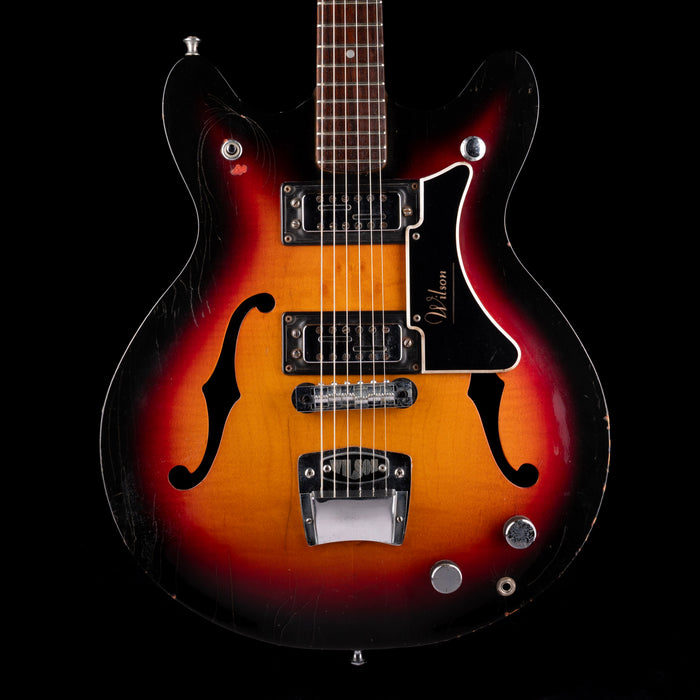 Pre-Owned Vintage Wilson Semi-Hollow Electric Guitar Sunburst with Gig Bag
