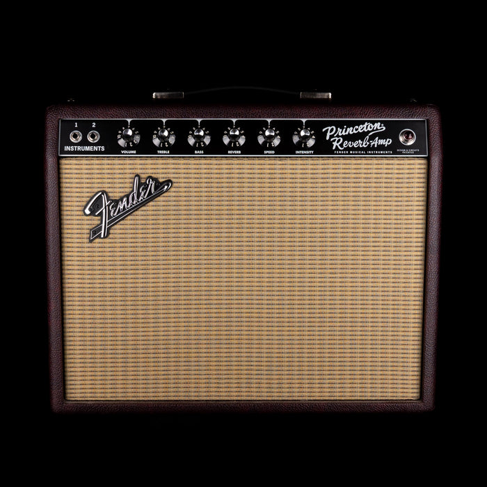 Pre-Owned Fender Special Run '65 Princeton Reverb Wine Red Guitar Amp Combo with Footswitch and Cover