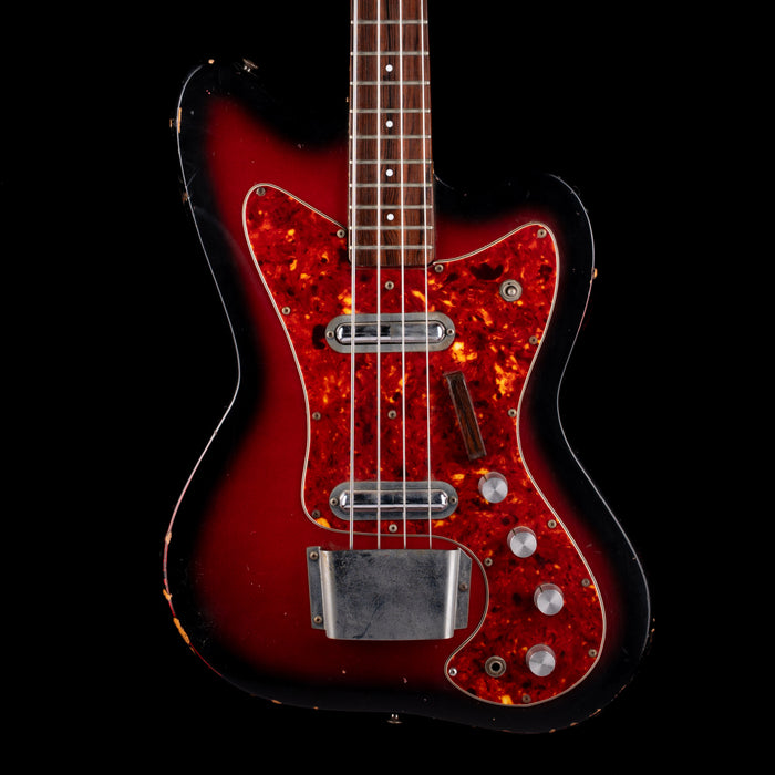Pre-Owned 1966-68 Silvertone 1443 Hornet Bass Redburst With Gig Bag