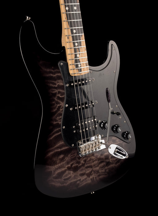 Pre Owned Fender Limited Edition American QMT Stratocaster HSS Pale Moon Trans Black With OHSC