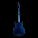 Blue electric guitar on a black background