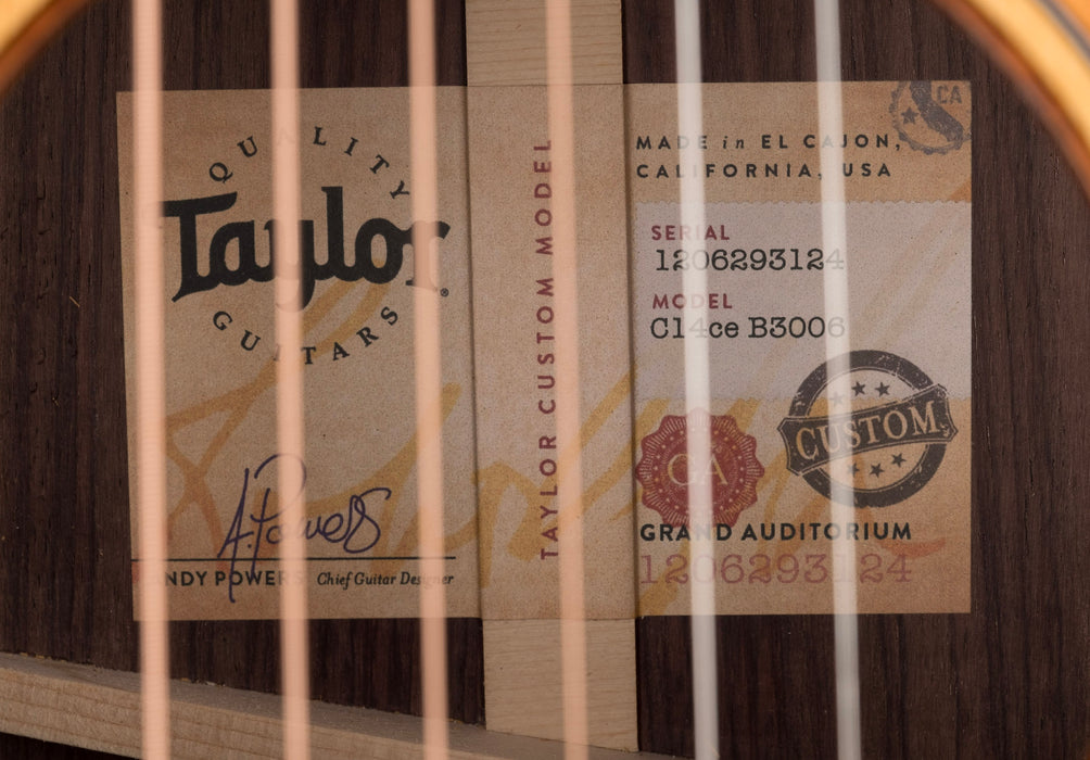Taylor Custom Grand Auditorium C14ce Torrefied Sitka Spruce and Indian Rosewood - Catch Event # 6 - with Case
