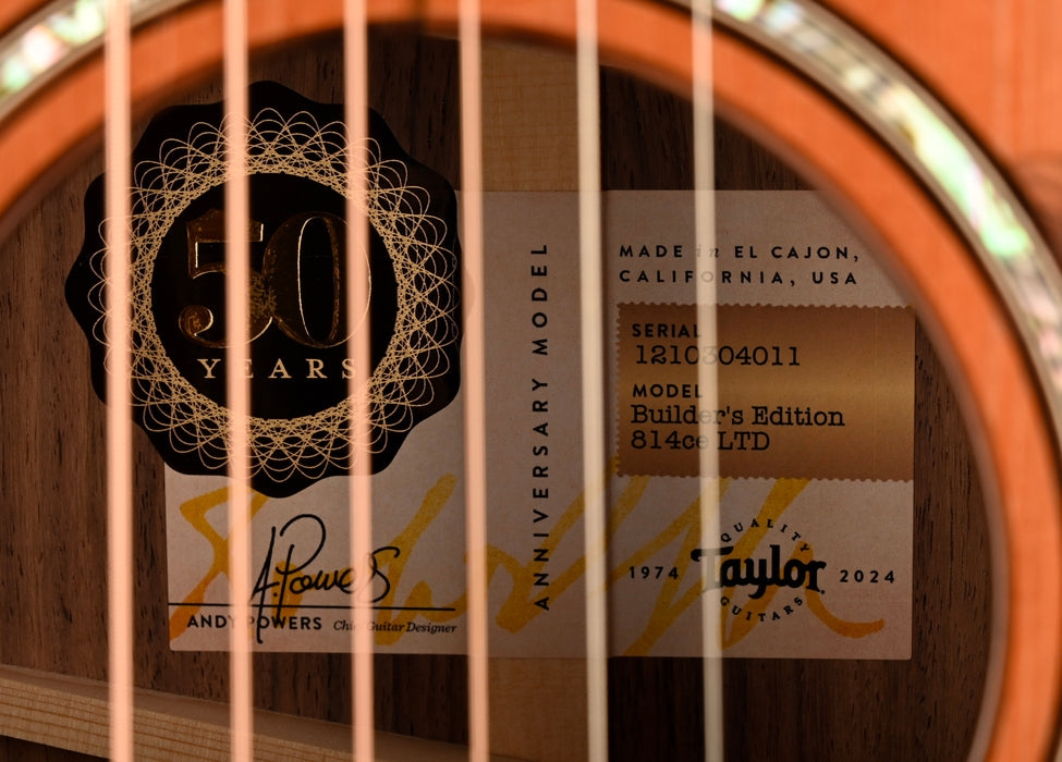 Taylor 50th Anniversary Builder's Edition 814ce LTD Acoustic Electric Guitar With Case