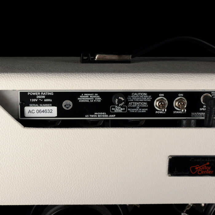 Pre Owned Fender Limited Edition Hot White Bronco '65 Twin Reverb Reissue Guitar Amp Combo with Footswitch and Cover