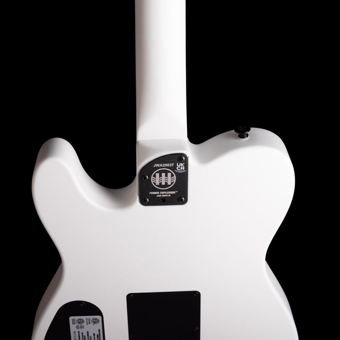 Pre Owned Fender Jack White Triplesonic Acoustasonic Telecaster Satin Arctic White with Black Top With OHSC