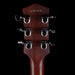 Close-up of a guitar headstock with tuning pegs on a black background