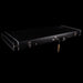 Black guitar case on a black background