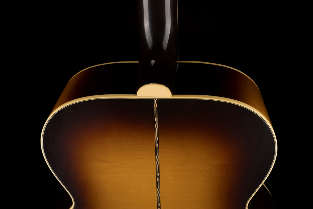 Used Gibson Custom Shop 1957 SJ-200 Vintage Sunburst with Case Closeup Back