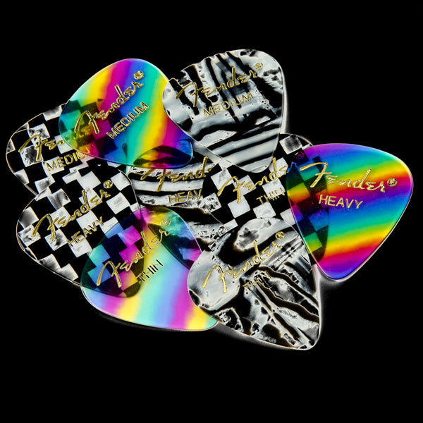Fender Premium Celluloid 351 Shape Picks Medium Rainbow 12 Count