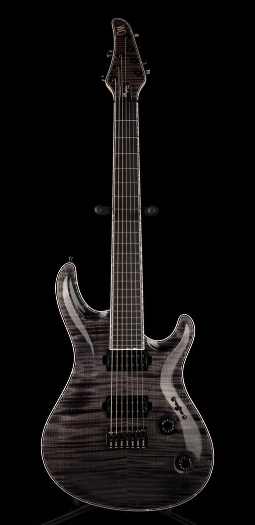 Mayones Regius Core 7 String Flame Top Trans Graphite Gloss Finish Guitar With Case