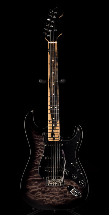 Pre Owned Fender Limited Edition American QMT Stratocaster HSS Pale Moon Trans Black With OHSC