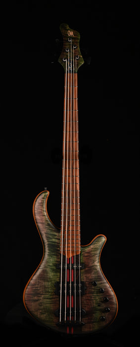 Mayones Patriot Tank 5 String Bass Guitar Flame Top Transparent Green with Case