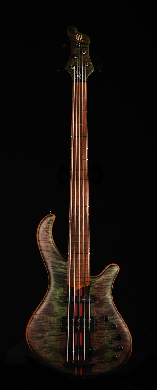 Mayones Patriot Tank 5 String Bass Guitar Flame Top Transparent Green with Case