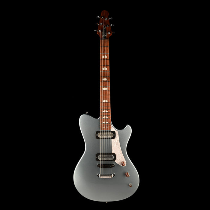Powers Electric A-Type Hardtail Guitar Silver Blue Metallic Front