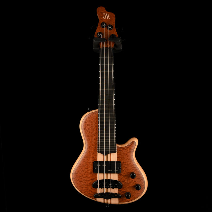 Mayones Cali4 Bass (17.5" Scale) Quilted 5A Mahogany Top Swamp Ash Back Ebony Board With Case