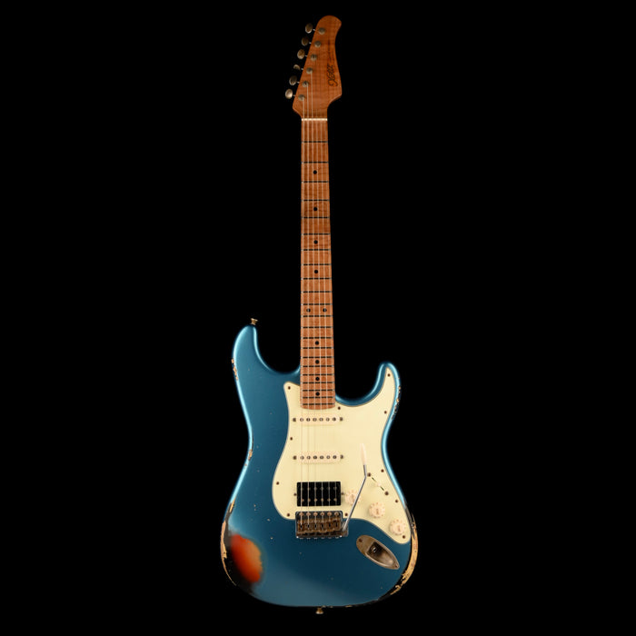 Pre Owned 2021 Xotic Guitars XSC-2 LPB Lake Placid Blue Over Sunburst Heavy Relic With Case