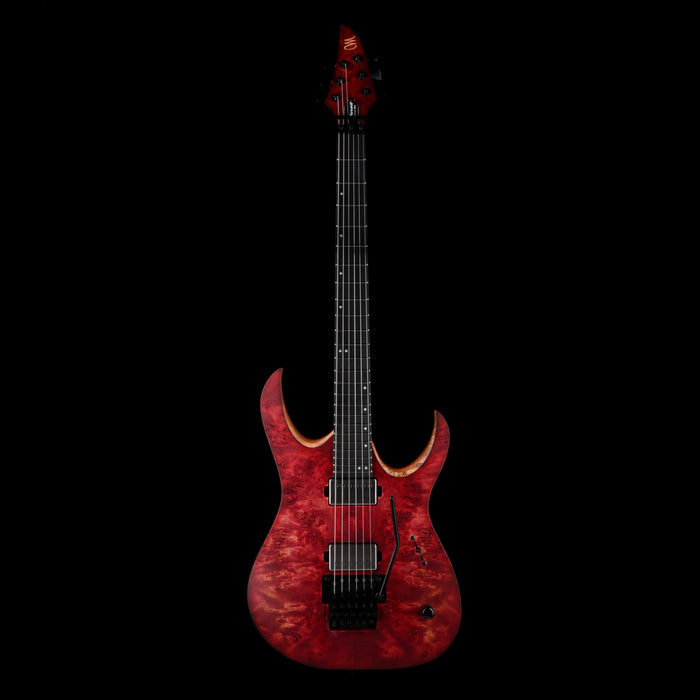 Mayones Duvell Elite Pro 6 String Baritone Antique Red Velvet Raw Electric Guitar With Case
