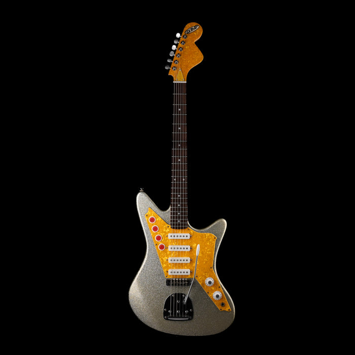 Pre Owned 2004 DiPinto Galaxie IV Los Straitjackets Silver Sparkle (Made in Korea) with Gig Bag