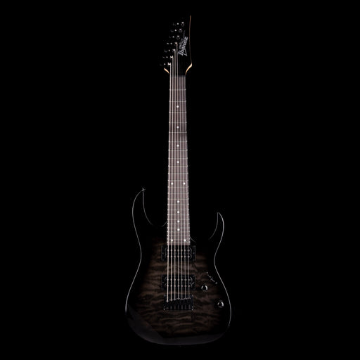 Used Ibanez GIO GRG7221QA 7-String Electric Guitar Trans Black With Gig Bag