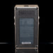 Back view of a Boss digital delay effects pedal on a black background