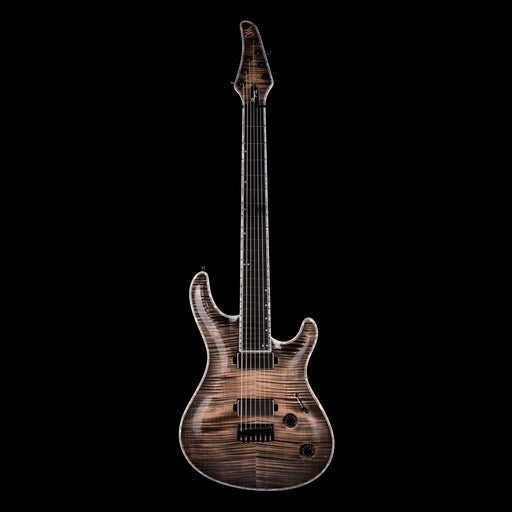 Mayones Regius Core 7 String Baritone 27" Scale 4A Flame Maple Top Black Feather Finish Gloss+Matt