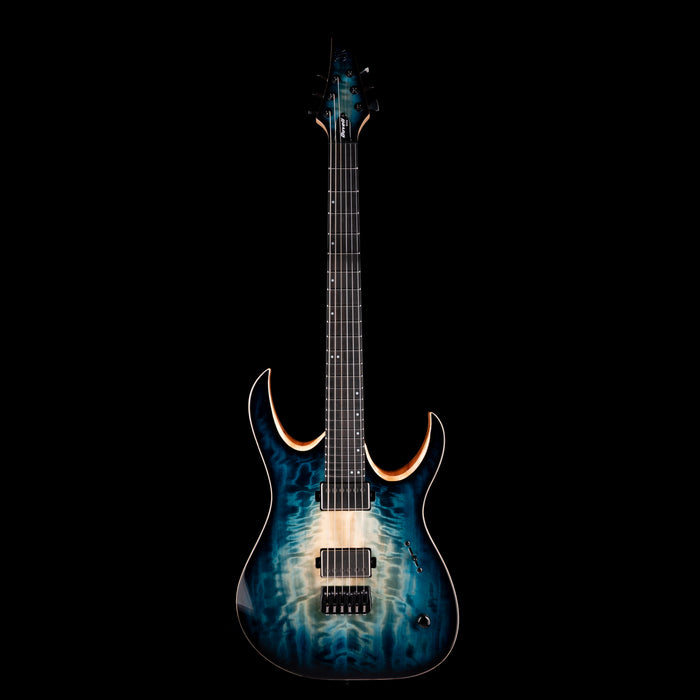 Mayones Duvell Elite 6 Curly Poplar Top Turquoise Iris with Soft Case