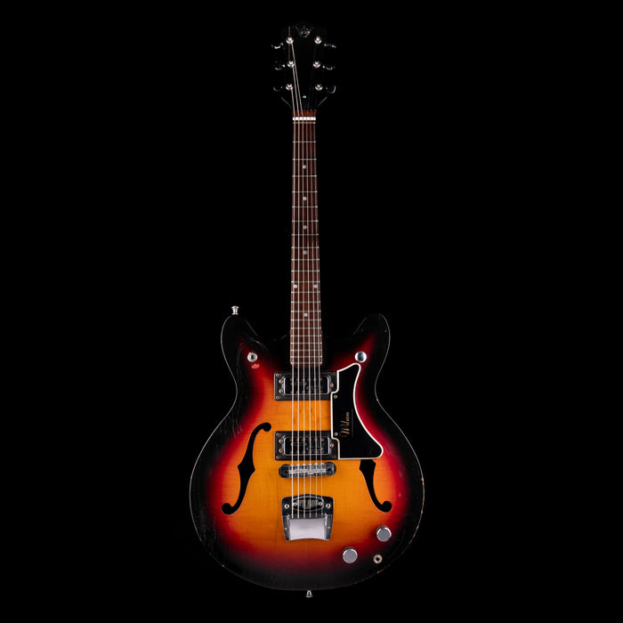 Vintage Wilson Semi-Hollow Electric Guitar Sunburst with Gig Bag