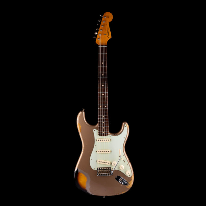 Used 2017 Fender Custom Shop 1962 Stratocaster Heavy Relic Faded Shoreline Gold over 2-Tone Sunburst with OHSC