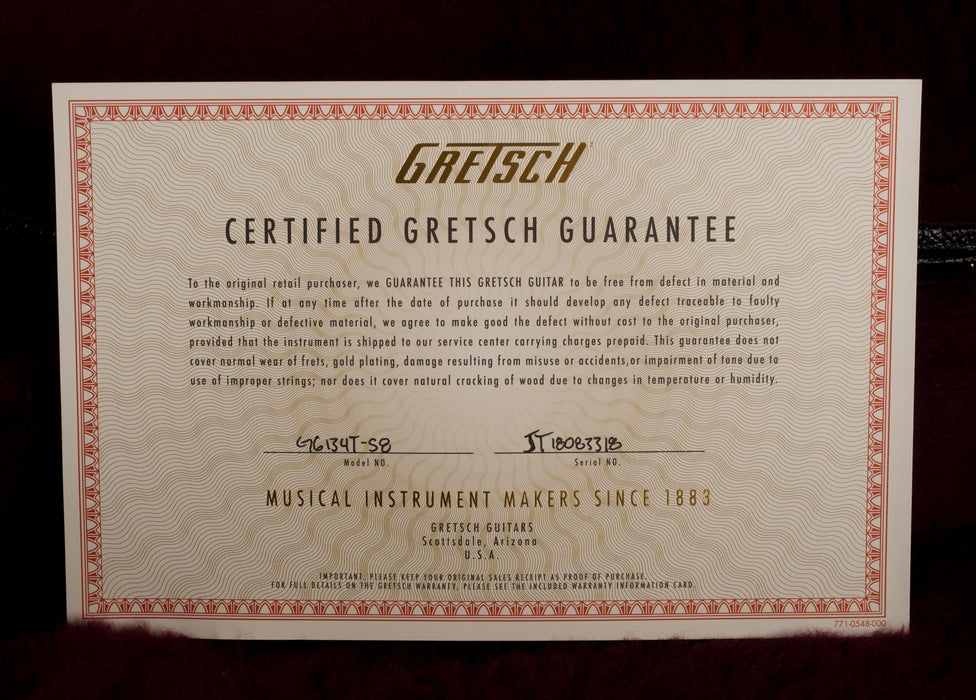 Pre Owned 2018 Gretsch G6134T-58 Vintage Select White Penguin With OHSC -  Serial # JT18083318