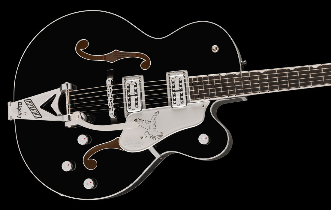 Gretsch Falcon Hollow Body with String-Thru Bigsby and Chrome Hardware Black Contour Body