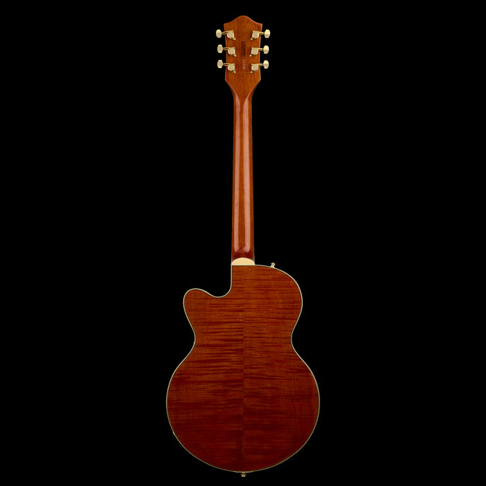 Gretsch Limited Edition Electromatic Flame Okoume Broadkaster Jr. Roundup Orange Back 