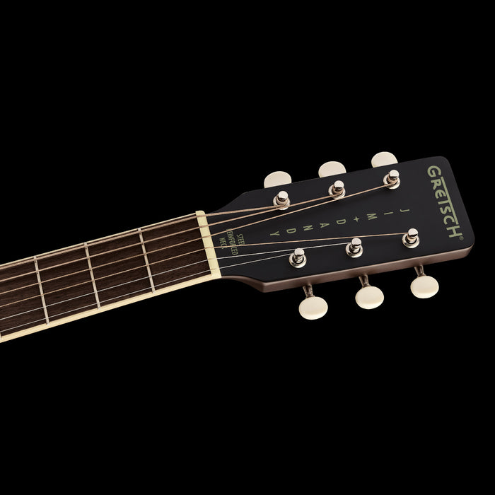 Gretsch Jim Dandy Dreadnought Deep Cherry Burst Acoustic Guitar Headstock 