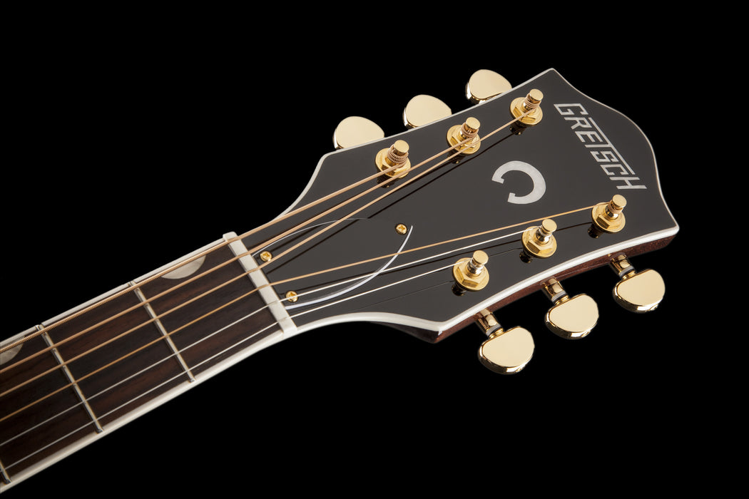 Gretsch G5024E Rancher Dreadnought Electric Fishman Pickup System Sunburst Acoustic Electric Guitar Headstock