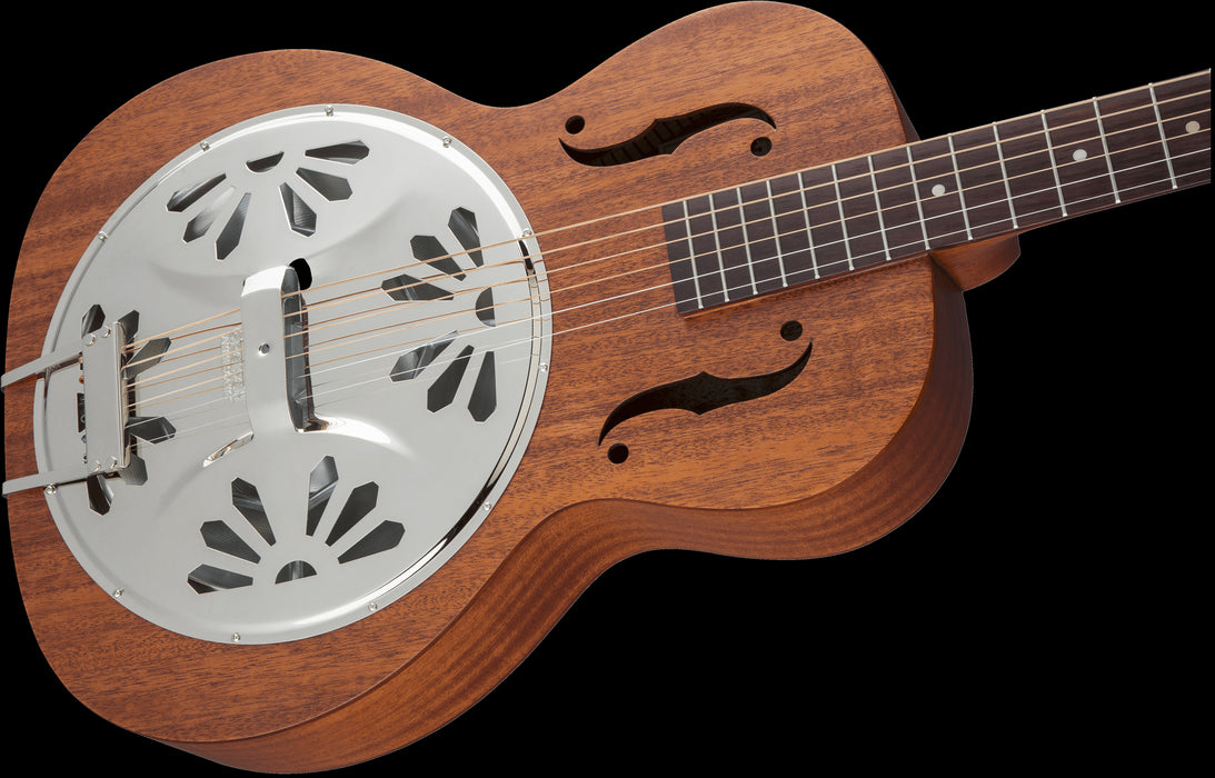 Gretsch G9200 Boxcar Round Neck Resonator Natural Closeup Body Right