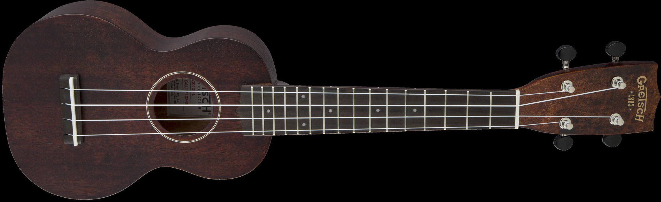 Gretsch G9100-L Soprano Long-Neck Ovangkol Fingerboard Ukulele - Vintage Mahogany Stain Front Angle Right