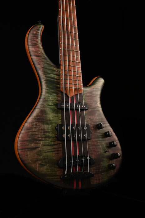 Mayones Patriot Tank 5 String Bass Guitar Flame Top Transparent Green with Case