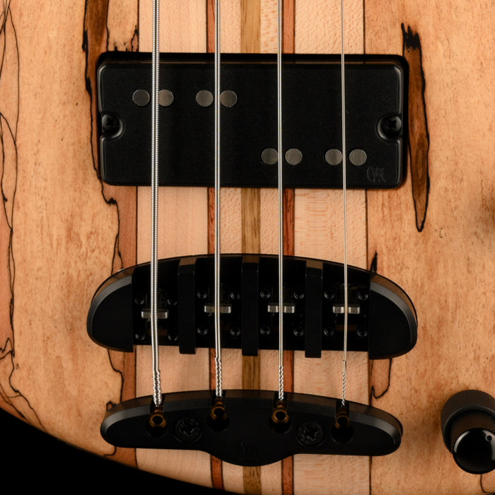 Mayones Cali4 Bass (17.5" Scale) 3A Spalted Maple Top Swamp Ash Back Maple Board With Case
