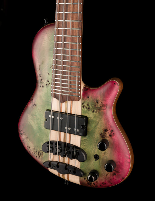 Mayones Cali4 17.5" Scale Bass Swamp Ash TEW Body 3A Eye Poplar Top Custom Color Goblinburst